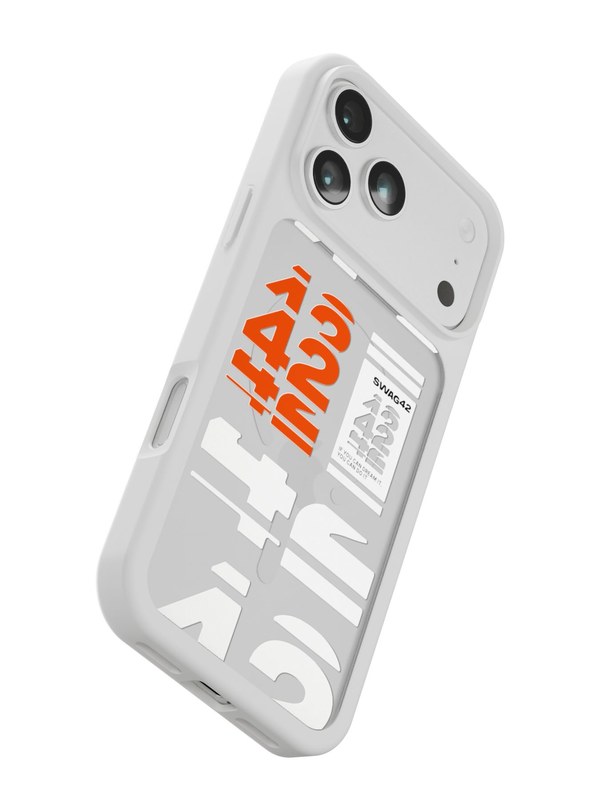 SWAG42 — typographic case, 3D render